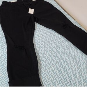 New Judy black jeans Cozy distressed knees, very stretchy Nwt 16W